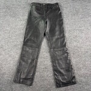 DKNY Leather Pants Women 6 Black Bootcut Genuine Classic Straight Leg Designer